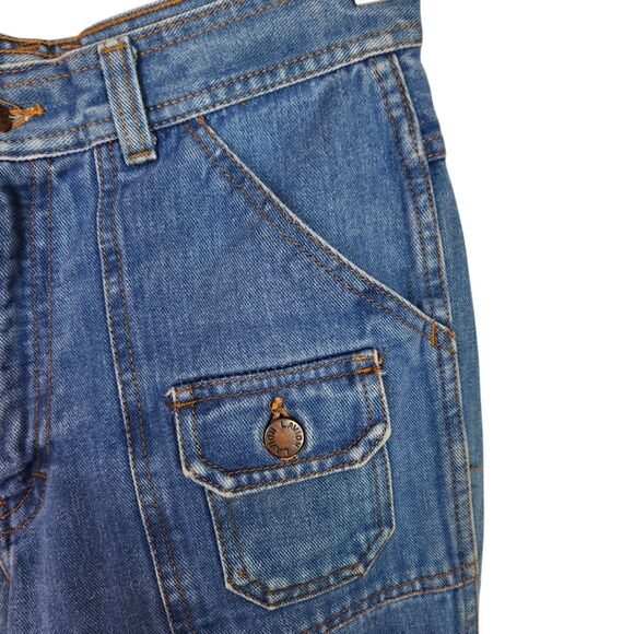 Vintage L'AVION Jeans Womens 31 Long Medium Blue Cargo Flare Hong Kong 28"‎ - Picture 5 of 15